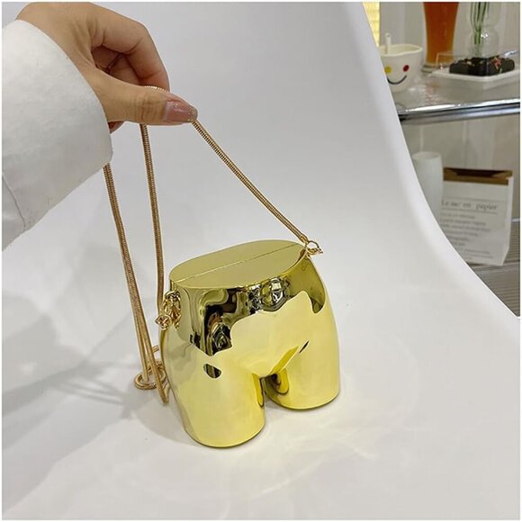 Mini Evening Bag for Women Novelty Hip Shaped Purse Handbag Acrylic Cluth Crossb - Picture 4 of 5